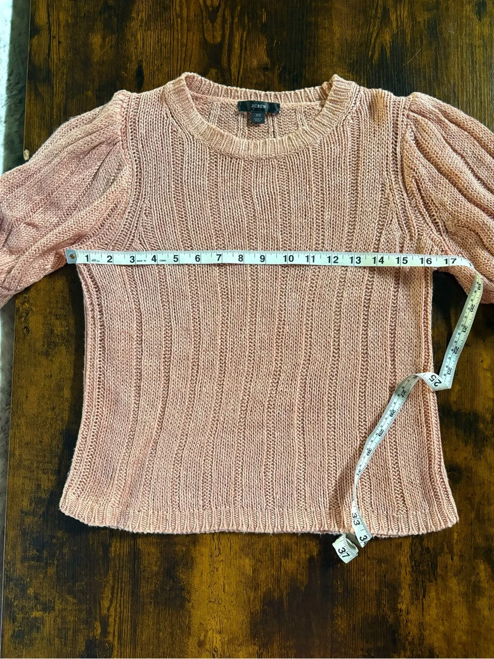 J.Crew 100% Linen Blush Pink Puff Sleeve Sweater XS